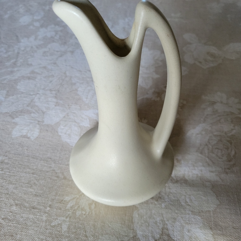 Vintage Vase Pitcher White Matte McCoy Pottery 1940s